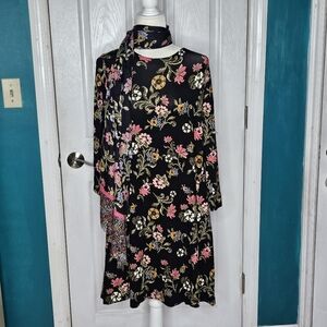 LOFT Dress Sz Medium Black Floral